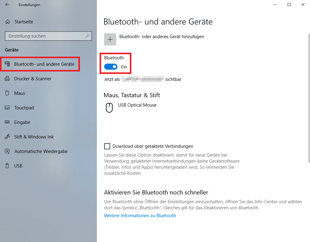 So kannst du unter Windows 10 Bluetooth aktivieren