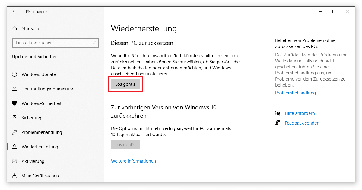 In Windows 10 ist die Zurücksetzung deines Systems so einfach wie nie zuvor